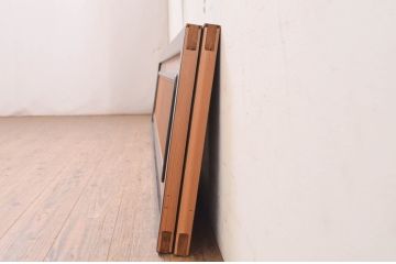 アンティーク建具　高級品!!黒漆枠　繊細な格子が目を惹く凝った造り込みの格子欄間2枚セット(明かり取り、明り取り、筬欄間、オサランマ、おさらんま)(R-071664)