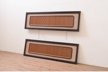 アンティーク建具　高級品!!黒漆枠　繊細な格子が目を惹く凝った造り込みの格子欄間2枚セット(明かり取り、明り取り、筬欄間、オサランマ、おさらんま)(R-071665)