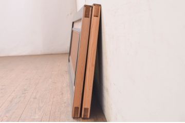 アンティーク建具　高級品!!黒漆枠　繊細な格子が目を惹く凝った造り込みの格子欄間2枚セット(明かり取り、明り取り、筬欄間、オサランマ、おさらんま)(R-071665)