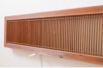 アンティーク建具　片面ガラス　繊細な格子が目を惹く筬欄間2枚セット(明かり取り、明り取り、オサランマ、おさらんま、格子欄間)(R-071666)