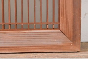 アンティーク建具　片面ガラス　繊細な格子が目を惹く筬欄間2枚セット(明かり取り、明り取り、オサランマ、おさらんま、格子欄間)(R-071666)