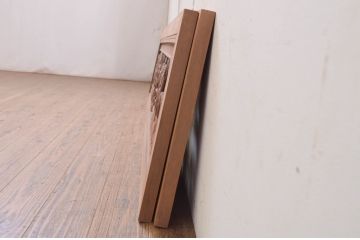 アンティーク建具　躍動感ある松竹梅の彫りが美しい彫刻欄間2枚セット(明り取り、明かり取り)(R-071667)