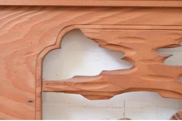 アンティーク建具　和の雰囲気を高める松と鷹の彫刻欄間2枚セット(明り取り、明かり取り)(R-071670)