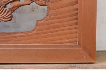 アンティーク建具　和の雰囲気を高める松と鷹の彫刻欄間2枚セット(明り取り、明かり取り)(R-071670)