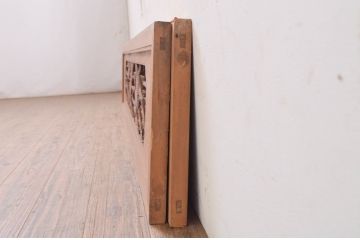 アンティーク建具　華やかな空間を演出する鶴と松の彫刻欄間2枚セット(明り取り、明かり取り)(R-071671)