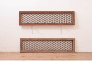 アンティーク建具　どこか懐かしい雰囲気漂う組子欄間2枚セット(明り取り、明かり取り、ランマ)(R-071672)