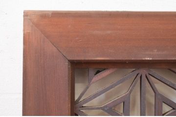 アンティーク建具　凝ったデザインの組子が魅力的な組子入り欄間2枚セット(明り取り、明かり取り、ランマ)(R-071673)