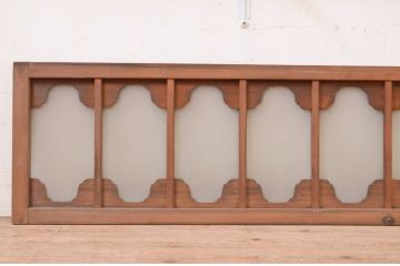 アンティーク建具　珍しいデザインのガラス入り明かり取り2枚セット(明り取り、欄間、ランマ)(R-071674)