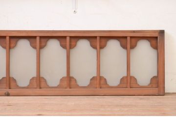 アンティーク建具　珍しいデザインのガラス入り明かり取り2枚セット(明り取り、欄間、ランマ)(R-071674)