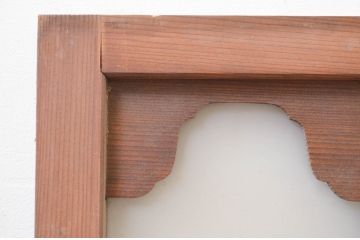 アンティーク建具　珍しいデザインのガラス入り明かり取り2枚セット(明り取り、欄間、ランマ)(R-071674)