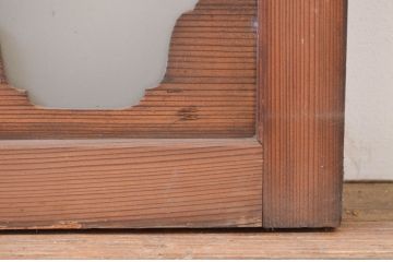 アンティーク建具　珍しいデザインのガラス入り明かり取り2枚セット(明り取り、欄間、ランマ)(R-071674)