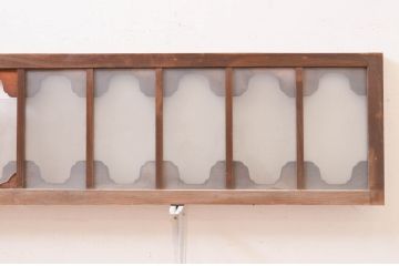 アンティーク建具　珍しいデザインのガラス入り明かり取り2枚セット(明り取り、欄間、ランマ)(R-071674)