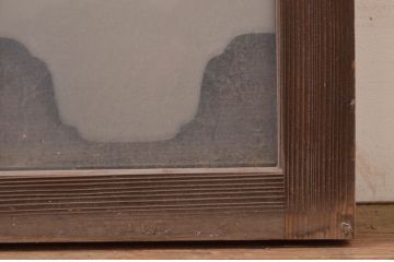 アンティーク建具　珍しいデザインのガラス入り明かり取り2枚セット(明り取り、欄間、ランマ)(R-071674)