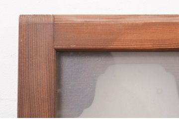 アンティーク建具　珍しいデザインのガラス入り明かり取り2枚セット(明り取り、欄間、ランマ)(R-071675)