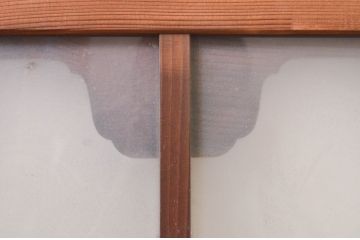 アンティーク建具　珍しいデザインのガラス入り明かり取り2枚セット(明り取り、欄間、ランマ)(R-071675)