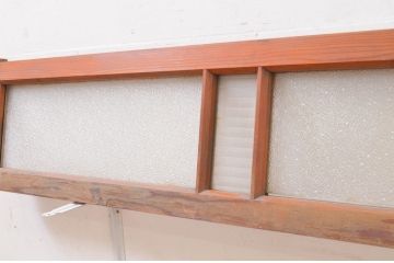 アンティーク建具　どこか懐かしい雰囲気を醸し出すガラス欄間2枚セット(明り取り、明かり取り、ランマ)(R-071676)