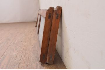 アンティーク建具　どこか懐かしい雰囲気を醸し出すガラス欄間2枚セット(明り取り、明かり取り、ランマ)(R-071676)