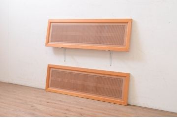 アンティーク建具　両面ガラス　繊細な格子が目を惹く筬(おさ)欄間2枚セット(明り取り、明かり取り、オサランマ)(R-071677)