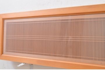 アンティーク建具　両面ガラス　繊細な格子が目を惹く筬(おさ)欄間2枚セット(明り取り、明かり取り、オサランマ)(R-071677)