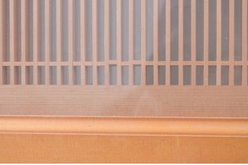 アンティーク建具　両面ガラス　繊細な格子が目を惹く筬(おさ)欄間2枚セット(明り取り、明かり取り、オサランマ)(R-071677)