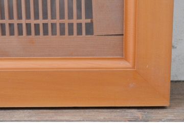 アンティーク建具　両面ガラス　繊細な格子が目を惹く筬(おさ)欄間2枚セット(明り取り、明かり取り、オサランマ)(R-071677)