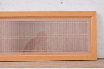 アンティーク建具　両面ガラス　繊細な格子が目を惹く筬(おさ)欄間2枚セット(明り取り、明かり取り、オサランマ)(R-071677)