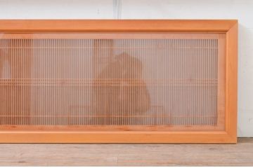 アンティーク建具　両面ガラス　繊細な格子が目を惹く筬(おさ)欄間2枚セット(明り取り、明かり取り、オサランマ、建具)(R-071678)