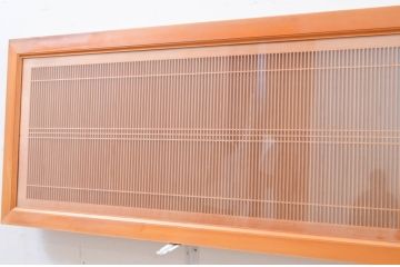 アンティーク建具　両面ガラス　繊細な格子が目を惹く筬(おさ)欄間2枚セット(明り取り、明かり取り、オサランマ、建具)(R-071678)