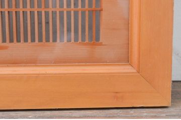 アンティーク建具　両面ガラス　繊細な格子が目を惹く筬(おさ)欄間2枚セット(明り取り、明かり取り、オサランマ、建具)(R-071678)