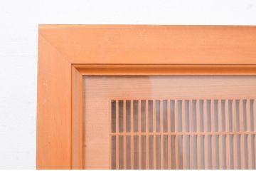 アンティーク建具　両面ガラス　繊細な格子が目を惹く筬(おさ)欄間2枚セット(明り取り、明かり取り、オサランマ、建具)(R-071678)