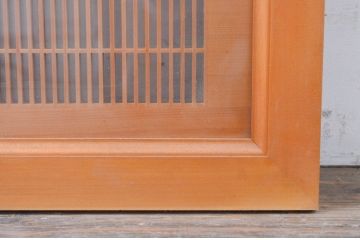 アンティーク建具　両面ガラス　繊細な格子が目を惹く筬(おさ)欄間2枚セット(明り取り、明かり取り、オサランマ、建具)(R-071678)