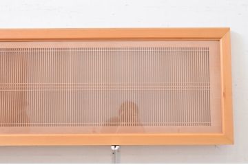 アンティーク建具　両面ガラス　繊細な格子が目を惹く筬(おさ)欄間2枚セット(明り取り、明かり取り、オサランマ、建具)(R-071679)