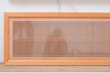 アンティーク建具　両面ガラス　繊細な格子が目を惹く筬(おさ)欄間2枚セット(明り取り、明かり取り、オサランマ、建具)(R-071679)