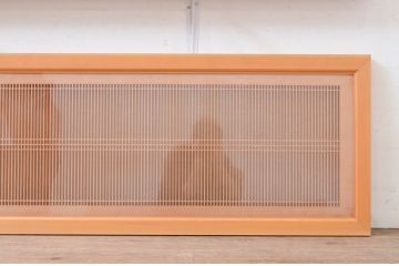 アンティーク建具　両面ガラス　繊細な格子が目を惹く筬(おさ)欄間2枚セット(明り取り、明かり取り、オサランマ、建具)(R-071679)