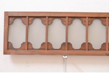 アンティーク建具　珍しいデザインのガラス入り欄間2枚セット(明り取り、明かり取り、ランマ)(R-071681)