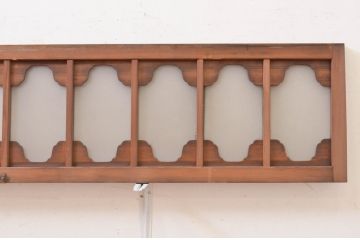 アンティーク建具　珍しいデザインのガラス入り欄間2枚セット(明り取り、明かり取り、ランマ)(R-071681)