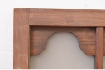 アンティーク建具　珍しいデザインのガラス入り欄間2枚セット(明り取り、明かり取り、ランマ)(R-071681)