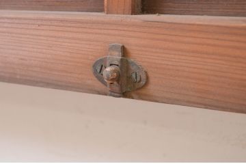 アンティーク建具　珍しいデザインのガラス入り欄間2枚セット(明り取り、明かり取り、ランマ)(R-071681)