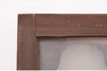 アンティーク建具　珍しいデザインのガラス入り欄間2枚セット(明り取り、明かり取り、ランマ)(R-071681)