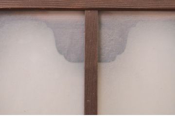 アンティーク建具　珍しいデザインのガラス入り欄間2枚セット(明り取り、明かり取り、ランマ)(R-071681)