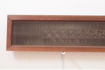 アンティーク建具　品のあるデザインが魅力的な組子入り筬(オサ)欄間2枚セット(明り取り、明かり取り、オサランマ)(R-071682)