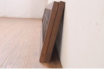アンティーク建具　品のあるデザインが魅力的な組子入り筬(オサ)欄間2枚セット(明り取り、明かり取り、オサランマ)(R-071682)
