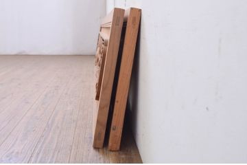 アンティーク建具　生命力に溢れた鷲と松が目を惹く両面彫刻欄間2枚セット(明り取り、明かり取り)(R-071683)