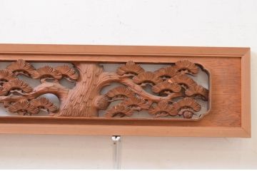 アンティーク建具　松竹梅　和の空間を演出する彫刻欄間2枚セット(明り取り、明かり取り、ランマ)(R-071684)