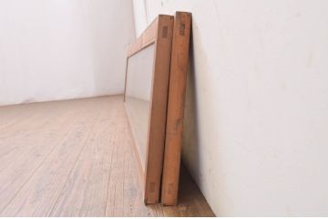 アンティーク建具　両面ガラス　和モダンな空間を演出する組子欄間2枚セット(明り取り、明かり取り)(R-071685)