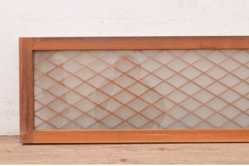 アンティーク建具　どこか懐かしい雰囲気漂う両面ガラスの組子欄間2枚セット(明り取り、明かり取り)(R-071686)