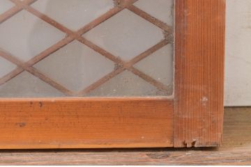 アンティーク建具　どこか懐かしい雰囲気漂う両面ガラスの組子欄間2枚セット(明り取り、明かり取り)(R-071686)