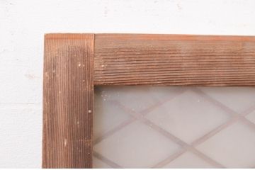 アンティーク建具　どこか懐かしい雰囲気漂う両面ガラスの組子欄間2枚セット(明り取り、明かり取り)(R-071686)
