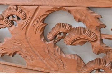アンティーク建具　和の雰囲気を高める松と鷹の彫刻欄間2枚セット(明り取り、明かり取り)(R-071689)