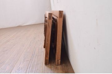 アンティーク建具　井波彫刻　清山作　繊細な松・梅のデザインが目を惹く両面彫刻欄間2枚セット(明かり取り、明り取り)(R-071690)